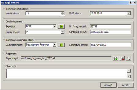 fereastra adaugare intrare in registru intrari-iesiri