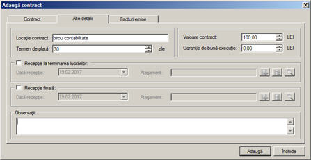 fereastra adaugare detalii contract furnizor